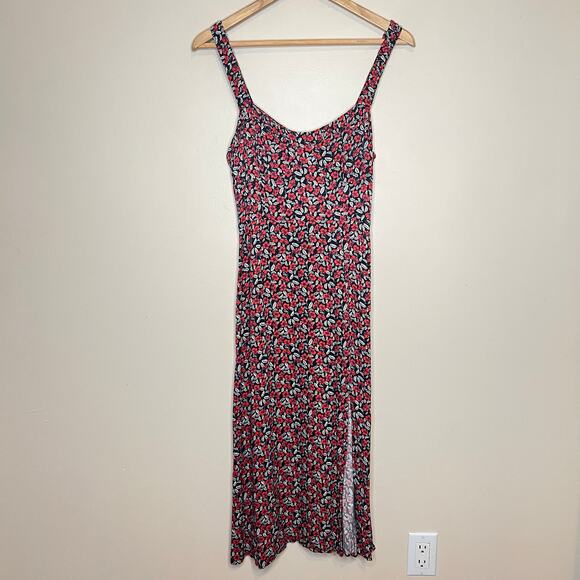 Zara Midi Floral Printed Dress Side Slit - Picture 2 of 8